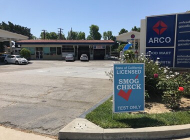 smog check board outside smog station